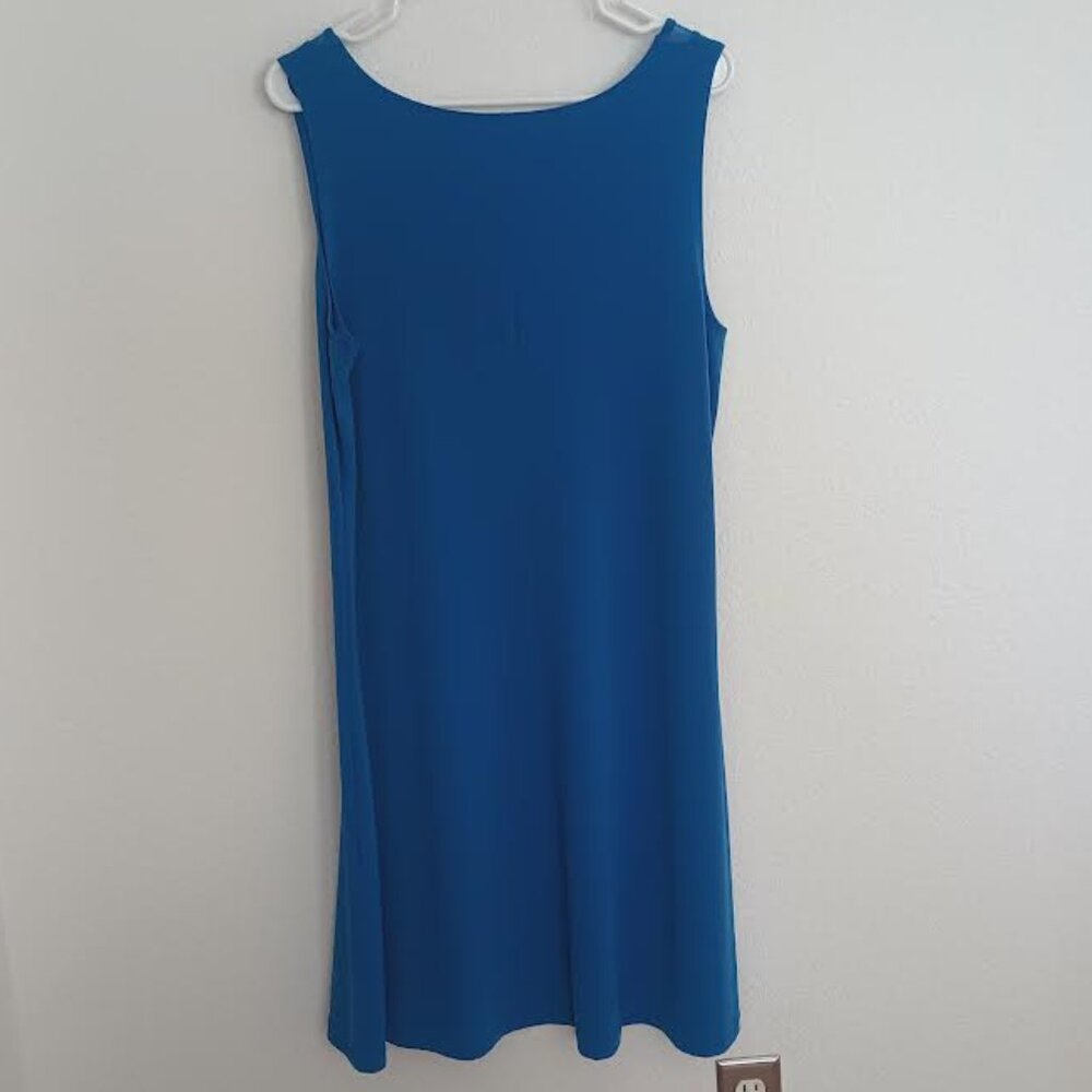 CHICO'S EASYWEAR SLEEVELESS DRESS DELPHINE MESH NECKLINE PERSIAN BLUE SIZE 2 NWT - Picture 2 of 4